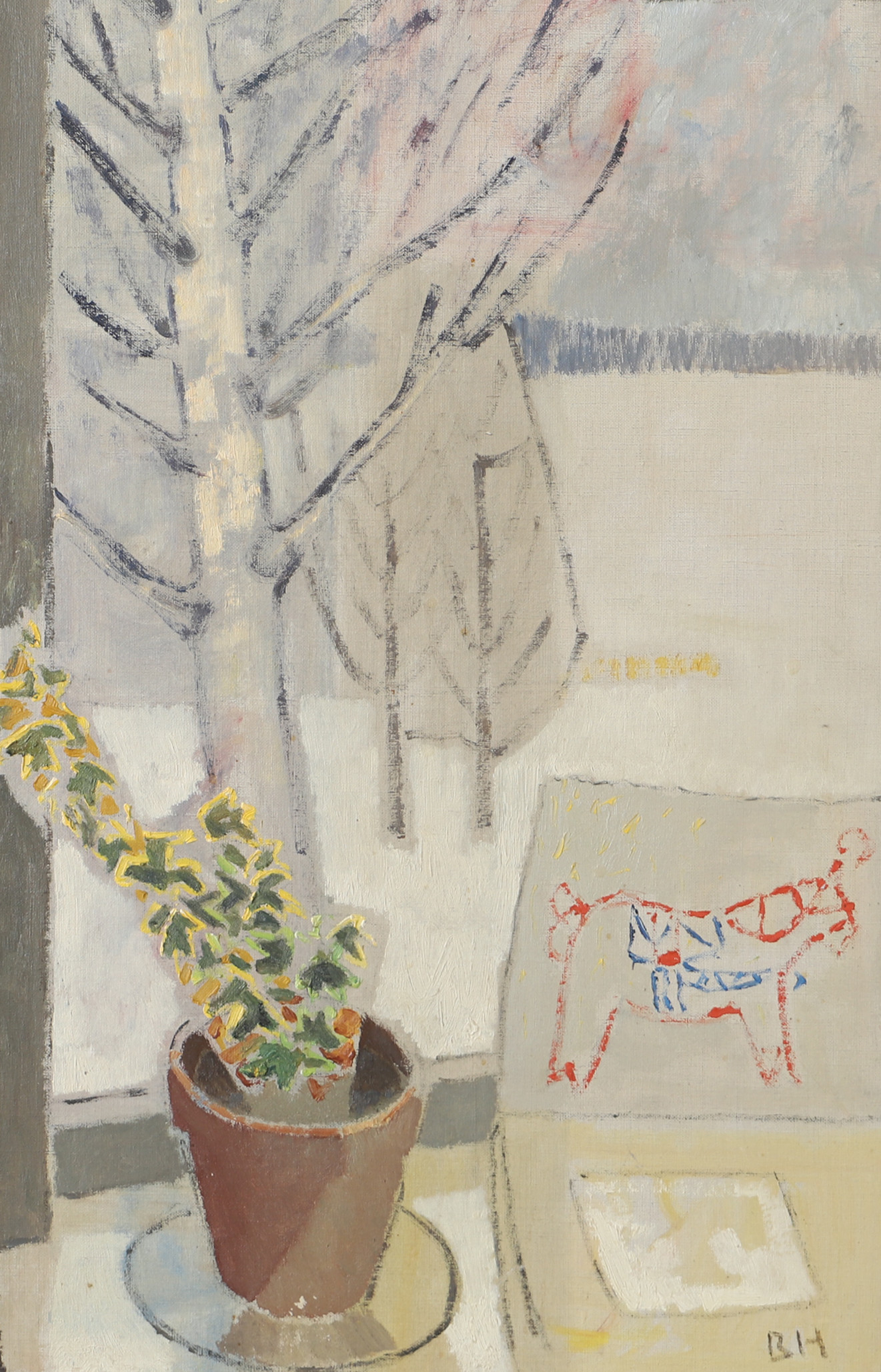 BIRGER HALLING. "Cirkushästen", olja på pannå, signerad B.H.