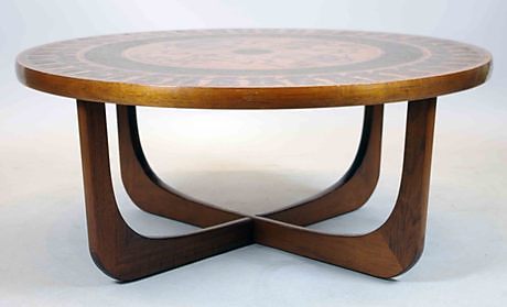 Soffbord, mahogny med kopparskiva, 1970 tal. möbler bord auctionet